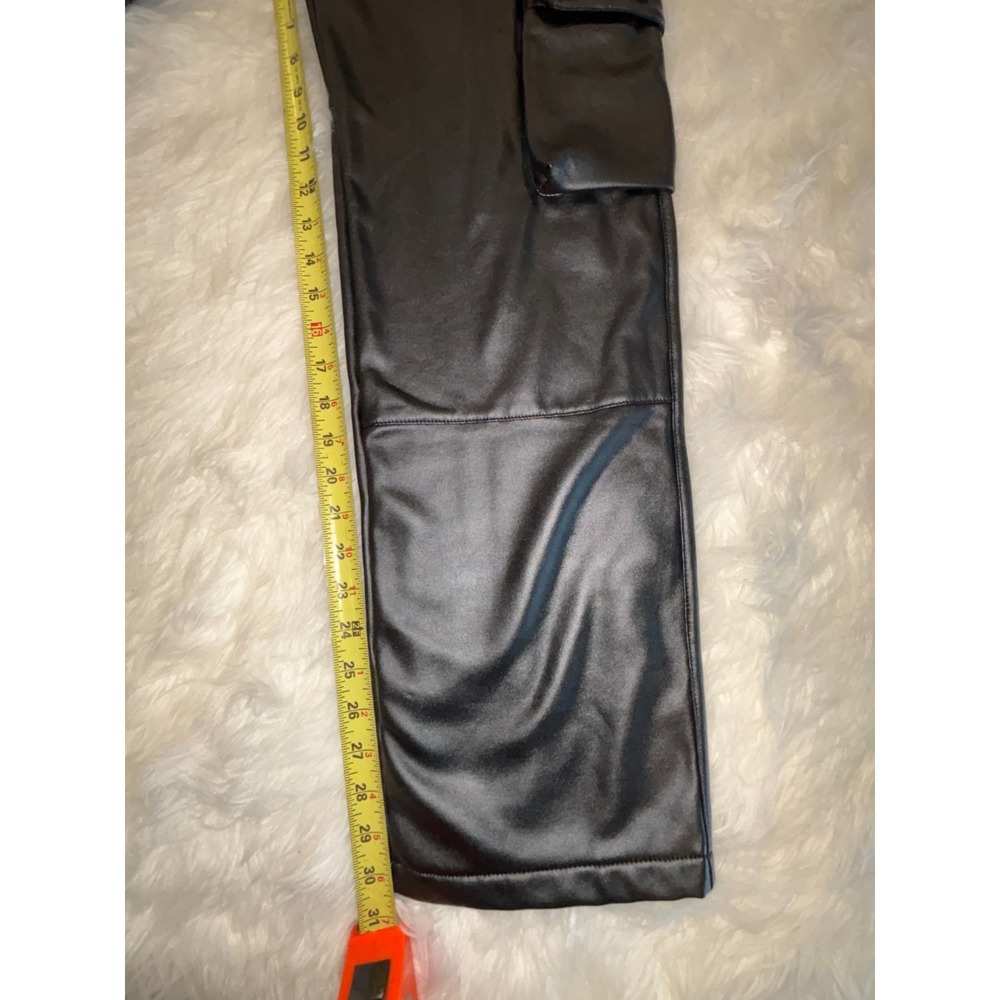 American Stitch Faux Leather Cargo Pants Mens 29 Black Straight Leg Logo Outdoor - Picture 5 of 5